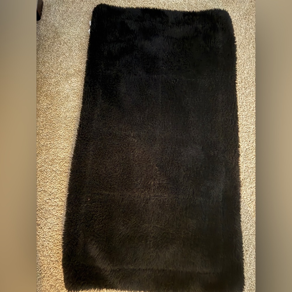 Pottery Barn Black fur euro shams